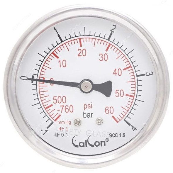 Calcon Pressure Gauge, CC10D, 63MM, 1/4 Inch, NPT, -1-4 Bar