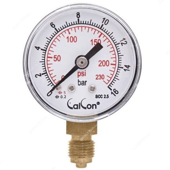 Calcon Pressure Gauge, CC121A, 40MM, 1/8 Inch, BSP, 0-16 Bar