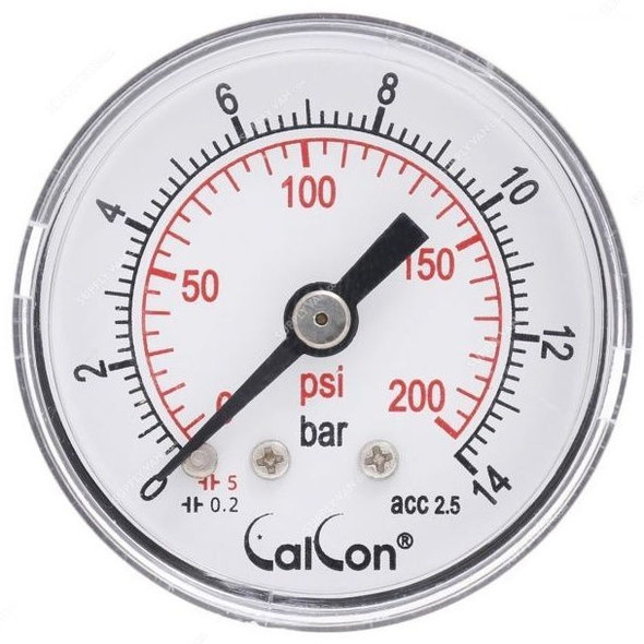 Calcon Pressure Gauge, CC121D, 40MM, 1/8 Inch, BSP, 0-14 Bar