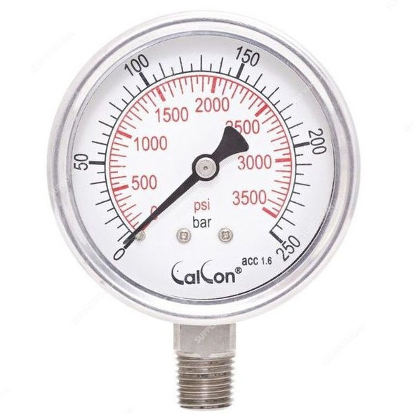 Calcon Pressure Gauge, CC18A, 63MM, 1/4 Inch, NPT, 0-250 Bar
