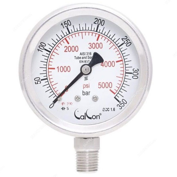 Calcon Pressure Gauge, CC18A, 63MM, 1/4 Inch, NPT, 0-350 Bar