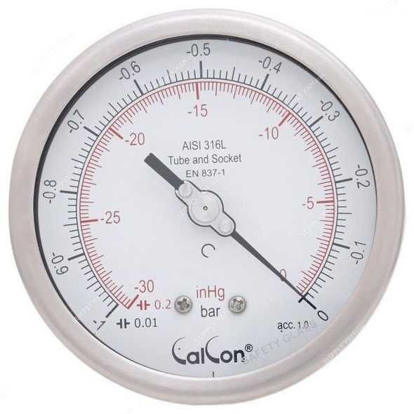 Calcon Pressure Gauge, CC18D, 100MM, 1/2 Inch, NPT, -1-0