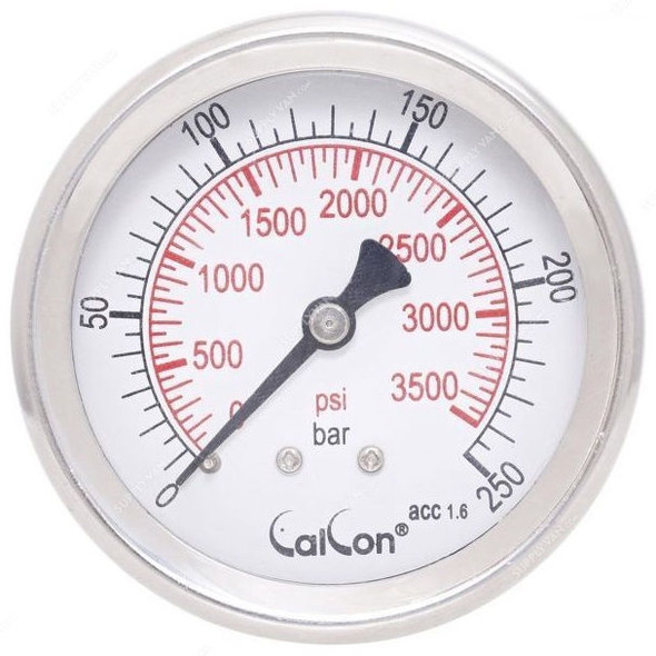 Calcon Pressure Gauge, CC18D, 63MM, 1/4 Inch, NPT, 0-250 Bar