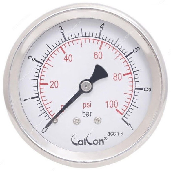 Calcon Pressure Gauge, CC18D, 63MM, 1/4 Inch, NPT, 0-7 Bar