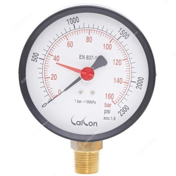Calcon Pressure Gauge, CC2A, 100MM, 1/2 Inch, NPT, 0-160 Bar
