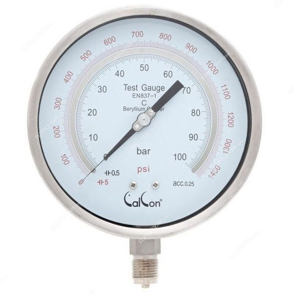 Calcon Test Pressure Gauge, CC18TA, 160MM, 1/2 Inch, NPT, 0-100 Bar