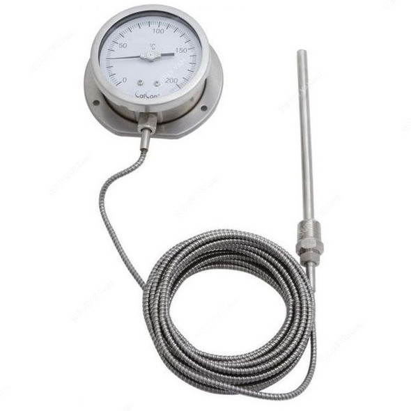 Calcon Gas Filled Capillary Type Thermometer, TG18C, 100MMx7 Mtrs, 0-200 Deg. C
