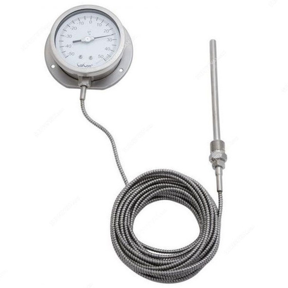 Calcon Gas Filled Capillary Type Thermometer, TG18C, 100MMx10 Mtrs, -50-50 Deg. C