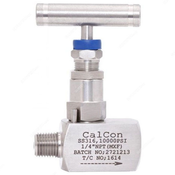 Calcon Needle Valve, 10000 Psi, 1/4 Inch, MxFNPT