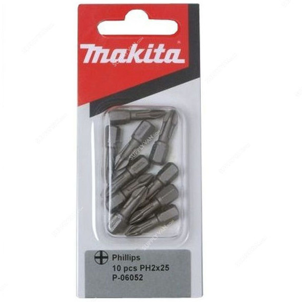 Makita Screwdriver Insert Bit, P-06052, 25MM, Phillips, PK10