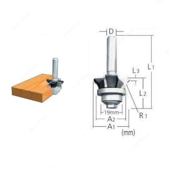 Makita Double Ball Bearing Round Corner Router Bit, 793073-7, 35x11MM