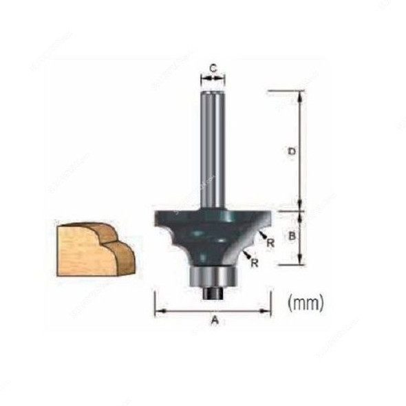 Makita Double Round Router Bit, D-12784, 31.8x14.28MM