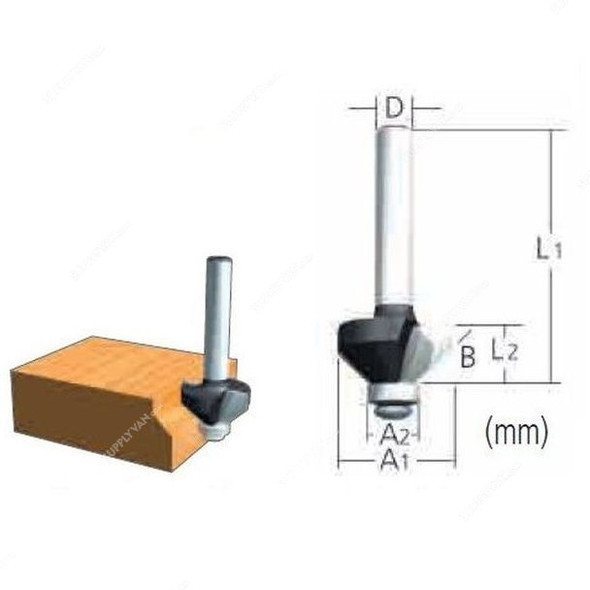 Makita Ball Bearing Chamfering Bit, 793149-0, 26x12MM