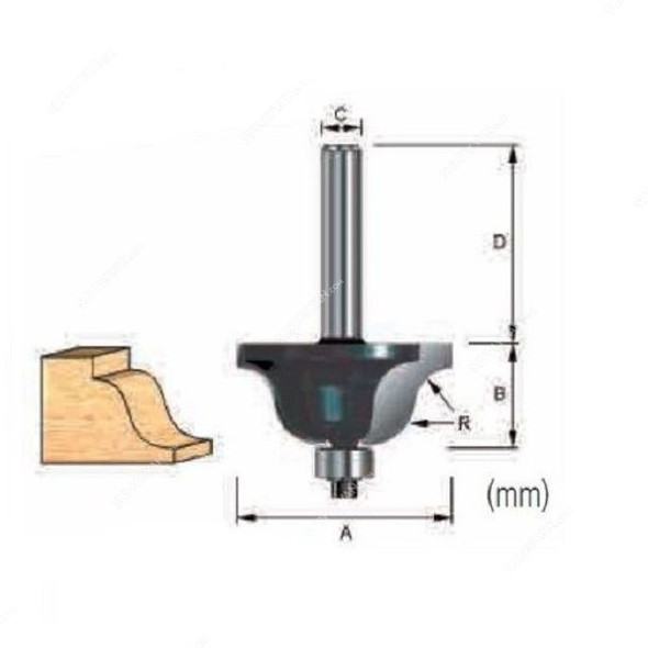 Makita Roman Ogee Router Bit, D-12893, 43x25MM