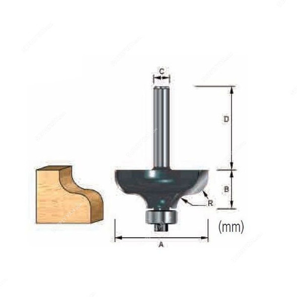 Makita Ogee Router Bit, D-11564, 31.8x12.7MM