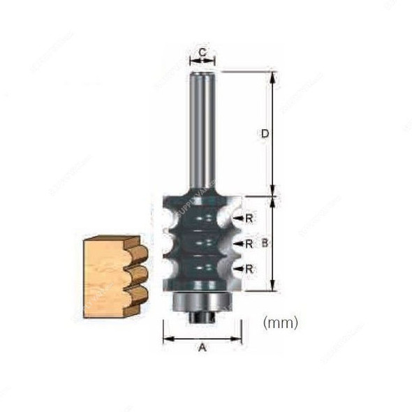 Makita Multi Reed Router Bit, D-13085, 22.2x25.4MM