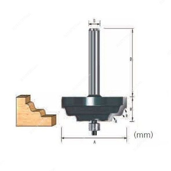 Makita Raised Panel Wavy Bit, D-13356, 76.2x19MM