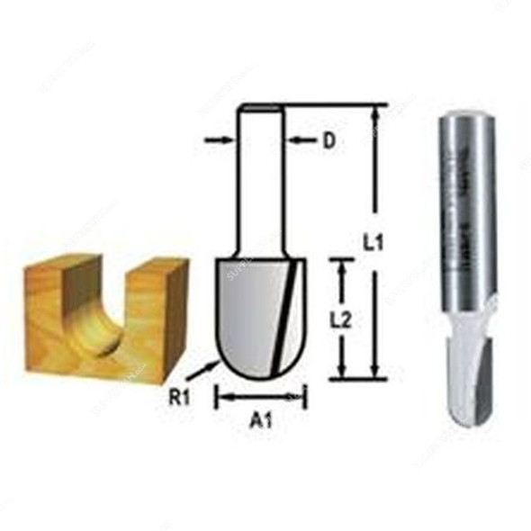 Makita Round Nose Router Bit, D-47802, 6.35x12.7MM