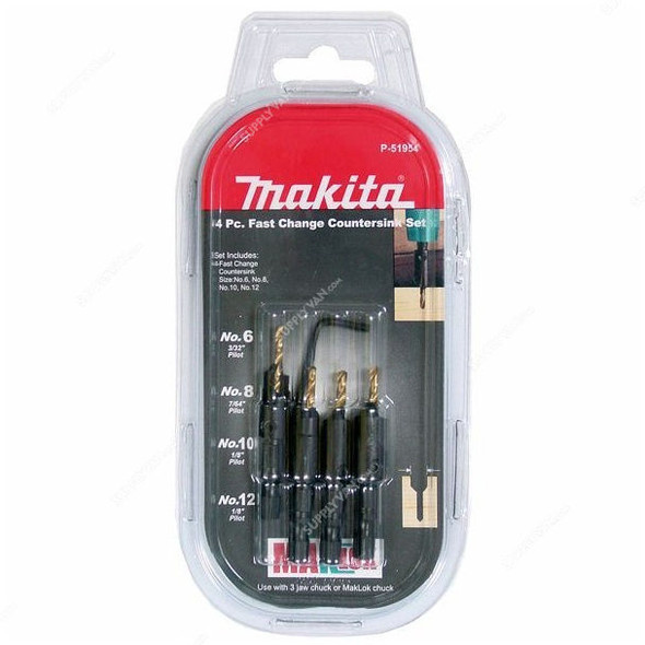 Makita Countersink Bit Set, P-51954, 5PCS