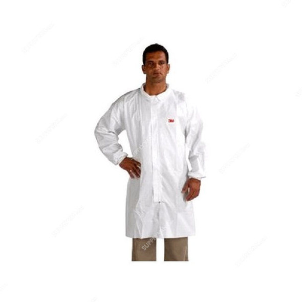 3M Disposable Lab Coat, 4440-M, Polypropylene, Medium, White