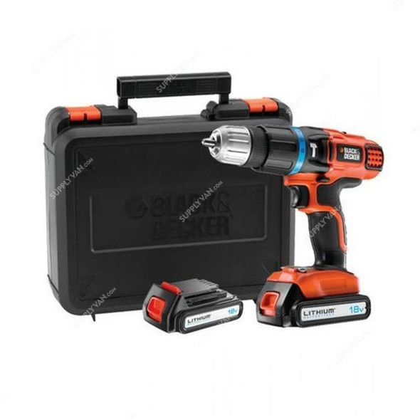 Black And Decker 2-Gear Cordless Hammer Drill, EGBL188KB-B5, 18V