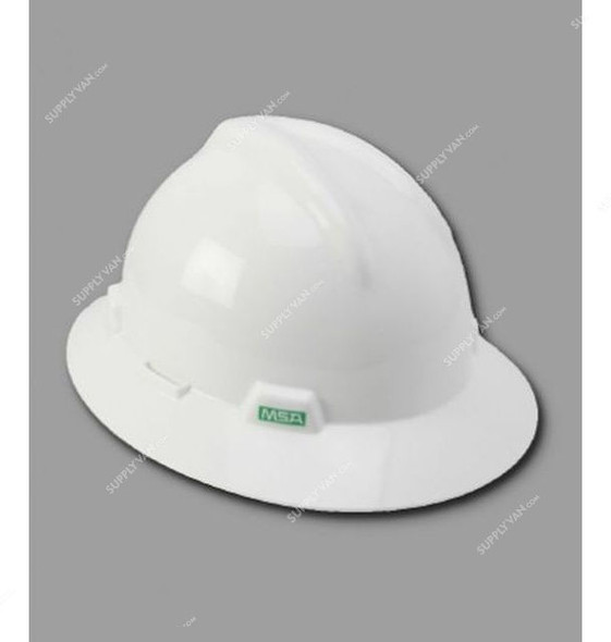 MSA Safety Helmet, Full Brim, VGuard, Polypropylene, White