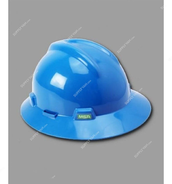 MSA Safety Helmet, Full Brim, VGuard, Polypropylene, Blue