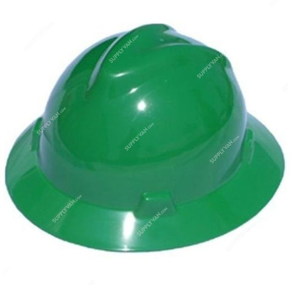 MSA Safety Helmet, Full Brim, VGuard, Polypropylene, Green