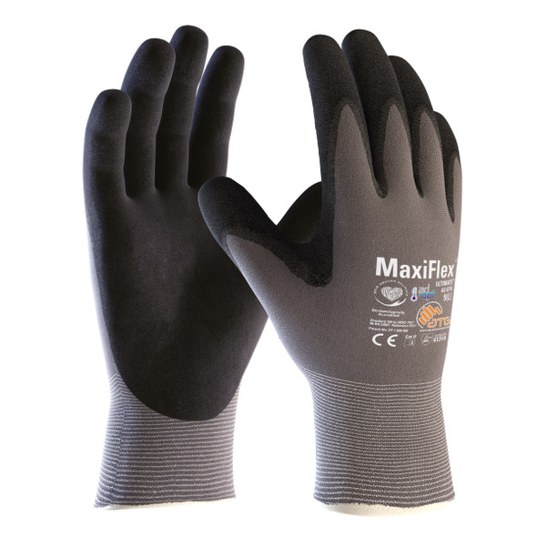 ATG Safety Gloves, 42-874, MaxiFlex Ultimate, XXS, Grey and Black
