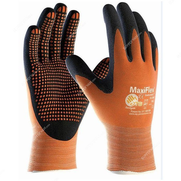 ATG Safety Gloves, 42-848, MaxiFlex Endurance, XS, Orange and Black