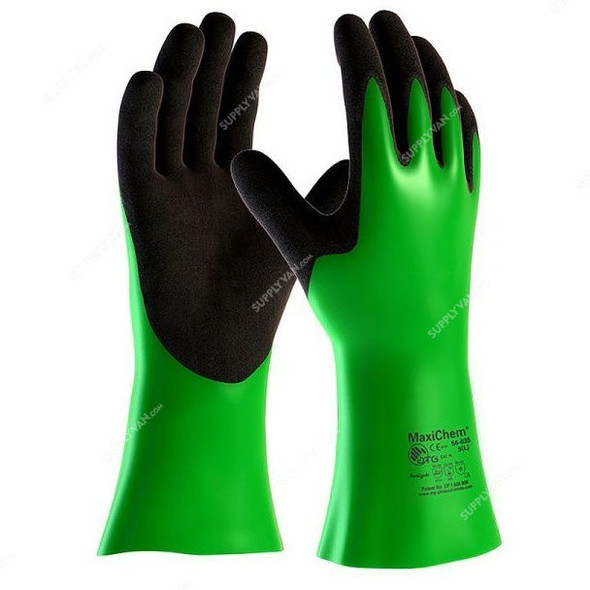 ATG Safety Gloves, 56-635, MaxiChem, S, Green and Black