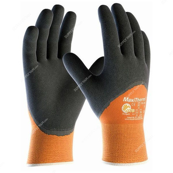 ATG Safety Gloves, 30-202, MaxiTherm, XS, Orange and Grey