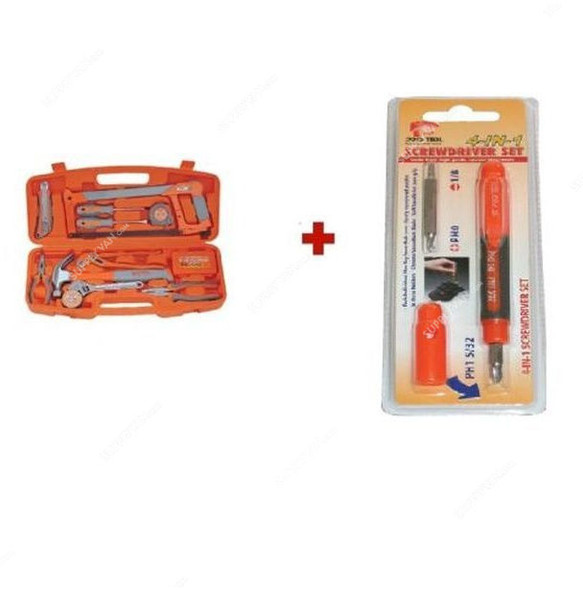 Pro-Tech Professional Tool Set With 4-in-1 Screwdriver, PTLS19+PSDP4