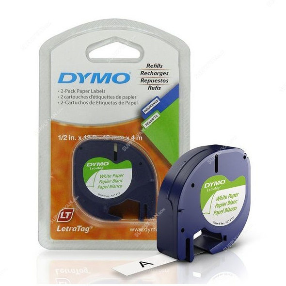 Dymo Label Tape, DYS0721510, LetraTag, 4 Mtrs
