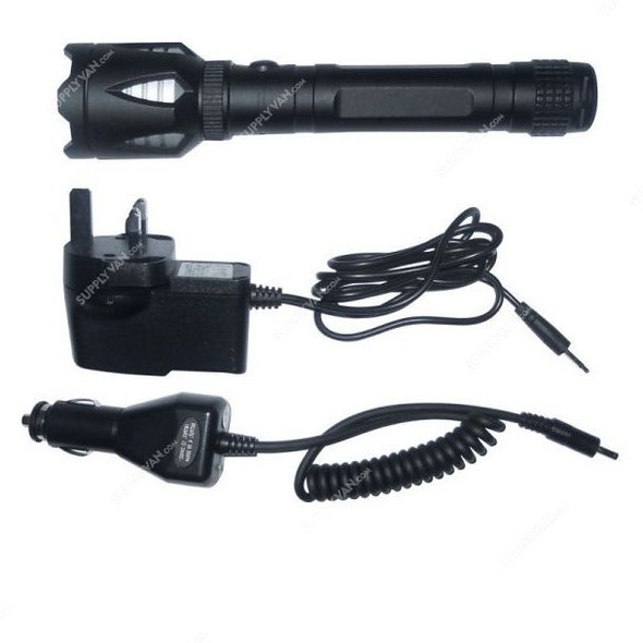 Vertex LED Rechargeable Flashlight With Car Charger, VXFL-101-CB, 135 LM