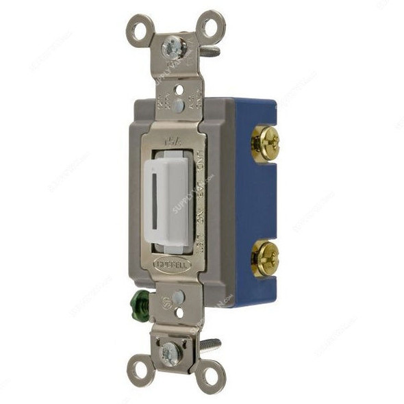 Hubbell 2 Way Toggle Switch, HUBHBL1202LW, 15A, 120-277VAC