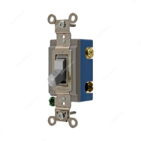 Hubbell 4 Way Toggle Switch, HUBHBL1204GY, 15A, 120-277VAC