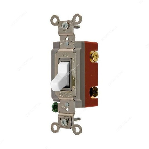 Hubbell 4 Way Toggle Switch, HUBHBL1224W, 20A, 120-277VAC