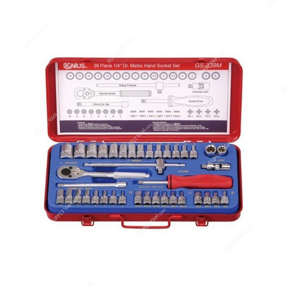 Genius Metric Hand Socket Set, GS-239M, 39PCS