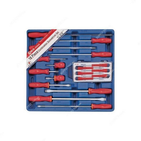 Genius Slotted & Philips Screwdriver Set, TL-518, 18PCS