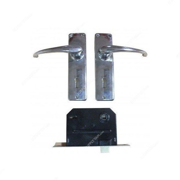 Vertex Door Lock With Handles, VXDH-EM22, Silver and Black