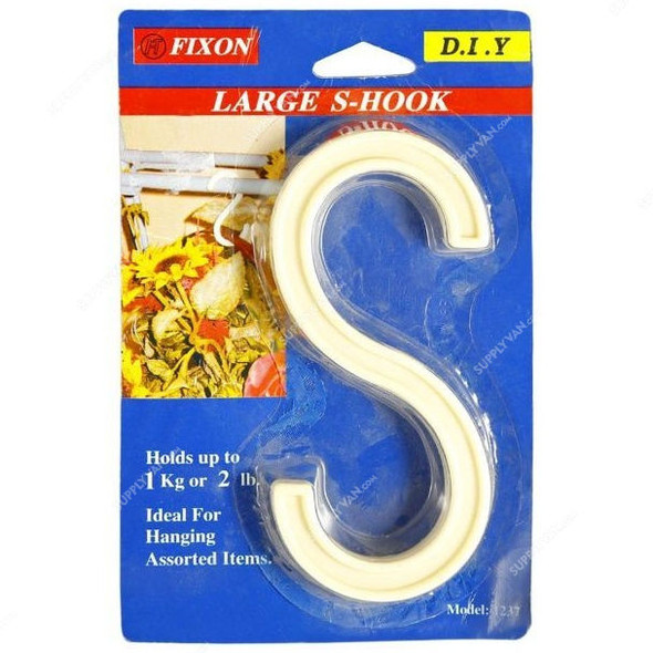 Fixon Large Plastic S-hook, 1237, 6 Inch, PK2