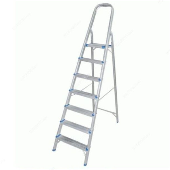 Robustline Step Ladder, 7 Steps, Steel, White