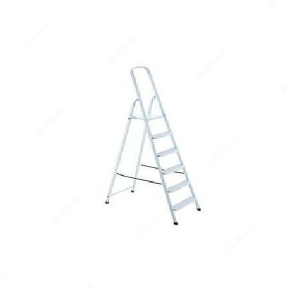 Robustline Step Ladder, 6 Steps, Steel, White