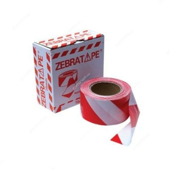 Road Warning Barricade Tape, TS-WT-0196, Zebra Tape, Red and White, 250 Mtrs