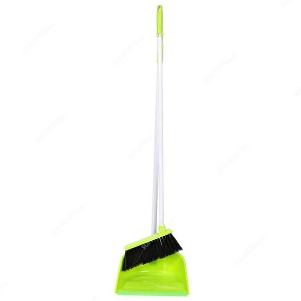 Moonlight Long Handle Dust Pan With Broom, 59097, 75CM, Green