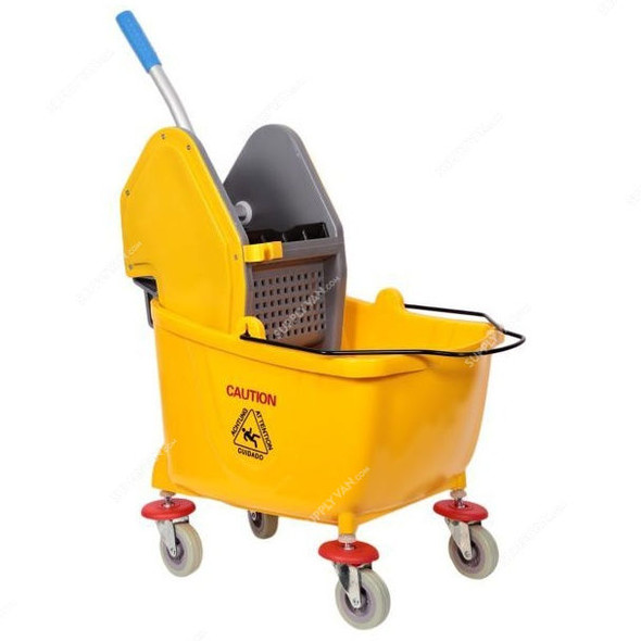 Mop Bucket With Down Press Wringer, 73921, 25 Ltrs, Yellow