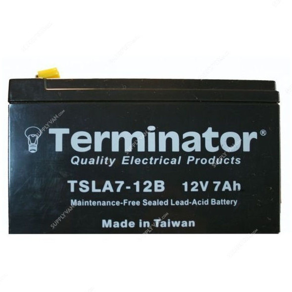 Terminator Rechargeable Sealed Lead Acid Battery, TSLA-7-12V, 12V, 7Ah