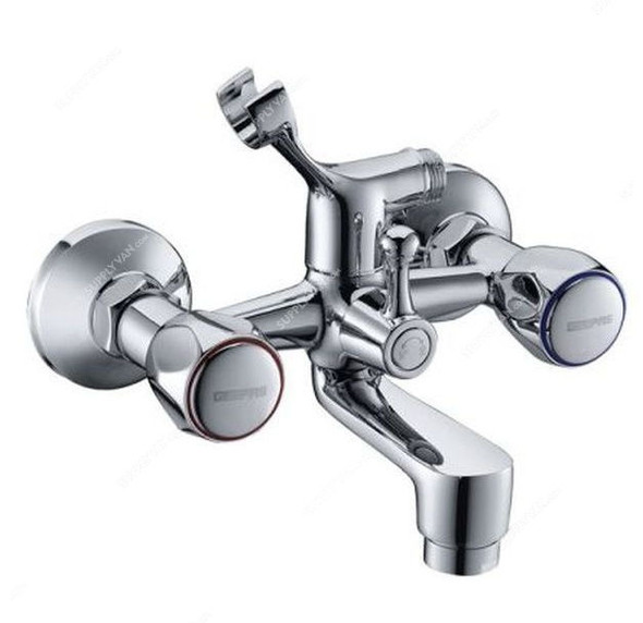 Geepas Dual Handle Bath and Shower Mixer, GSW61025, Brass, Silver