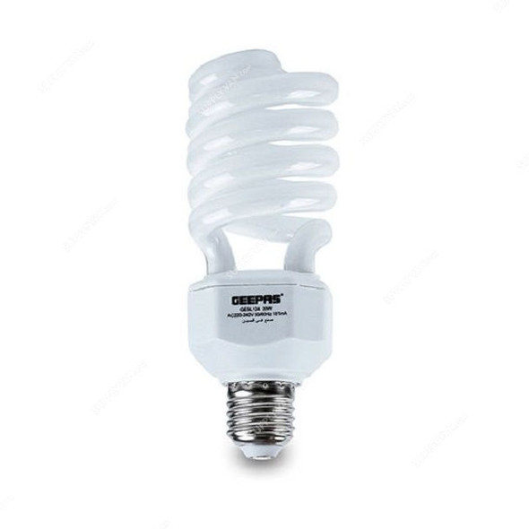 Geepas Spiral Energy Saving Lamp, GESL124N, 220-240V, 20W, Day Light, 6400K